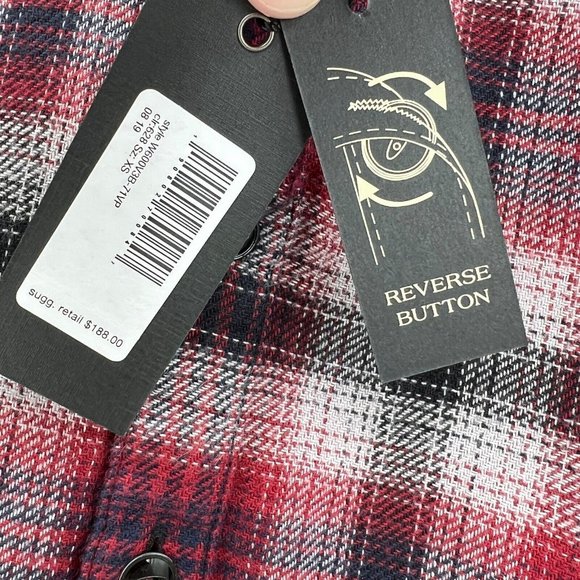 John Varvatos Neil Flannel Plaid Long Sleeve Button Down Shirt Reversible XS Red - Picture 4 of 8